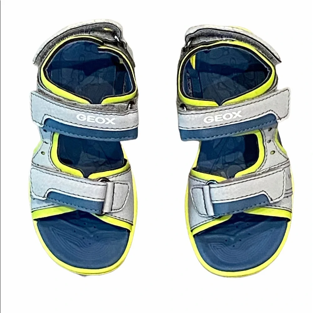 Geox blue, gray and yellow strap sandals